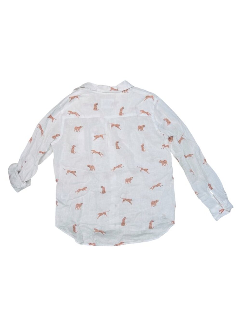 Rails Charli Golden Cheetah XS Leopard Linen Shirt White Lightweight Travel Beac - Picture 4 of 9